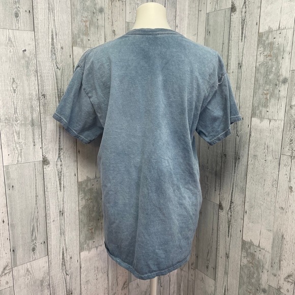 Hand Printed Upcycled Womens Large Vintage Sunroom Ceiling Floral PolyCotton Tee - Picture 3 of 4